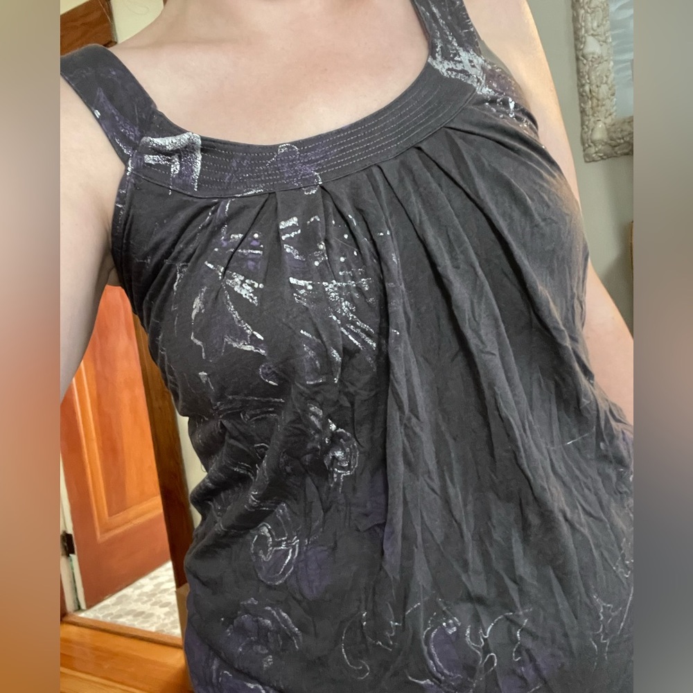 Express tank top metallic paint splatter flowy swing